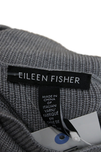 Eileen Fisher Womens Gray Merino Pullover Mock Neck Size XL