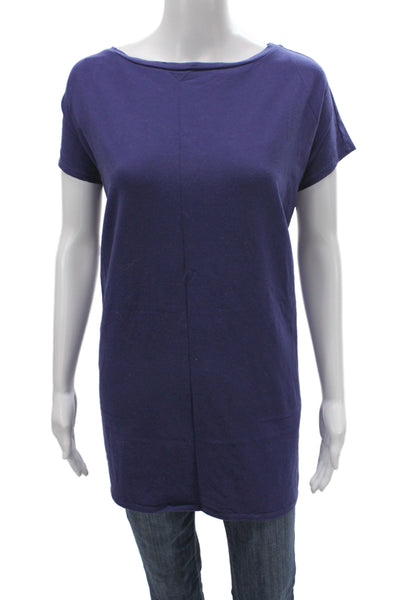 Eileen Fisher Women Purple Organic Cotton Boat Neck Tunic Sleeveless Zip Size 1X