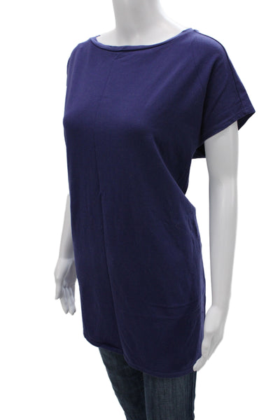 Eileen Fisher Women Purple Organic Cotton Boat Neck Tunic Sleeveless Zip Size 1X