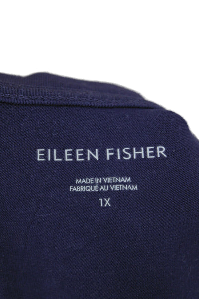 Eileen Fisher Women Purple Organic Cotton Boat Neck Tunic Sleeveless Zip Size 1X