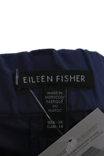 Eileen Fisher Women Chino Pants Blue Cotton Zip Size 1X