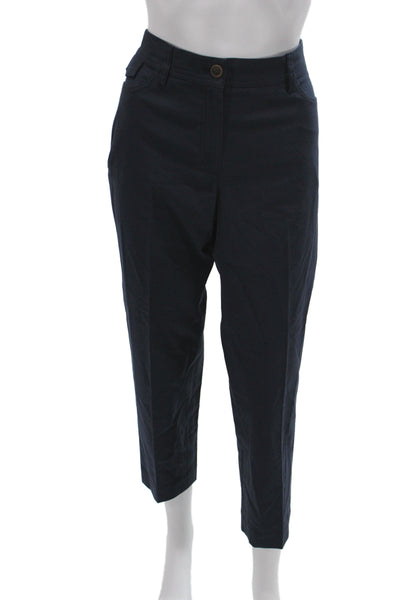 Gunex Women Ankle Pants Blue Button Cotton Inseam 28 Size 8
