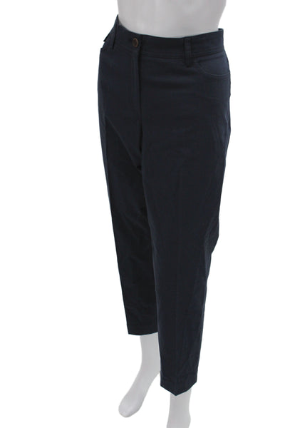 Gunex Women Ankle Pants Blue Button Cotton Inseam 28 Size 8