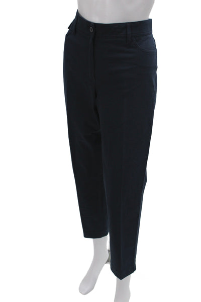 Gunex Womens Ankle Black Cotton Pants Button Closure Solid Classic Size 8