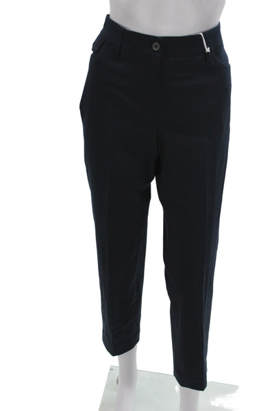 Gunex Womens Ankle Black Pants Button 95% Cotton Solid Classic Size 8