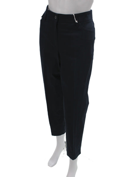 Gunex Womens Ankle Black Pants Button 95% Cotton Solid Classic Size 8