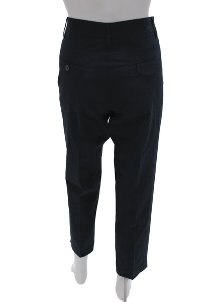 Gunex Womens Ankle Black Pants Button 95% Cotton Solid Classic Size 8