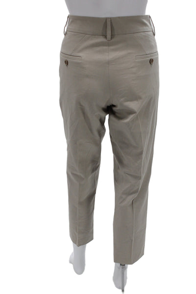 Gunex Womens Ankle Pants Beige Cotton Button Closure Size 8