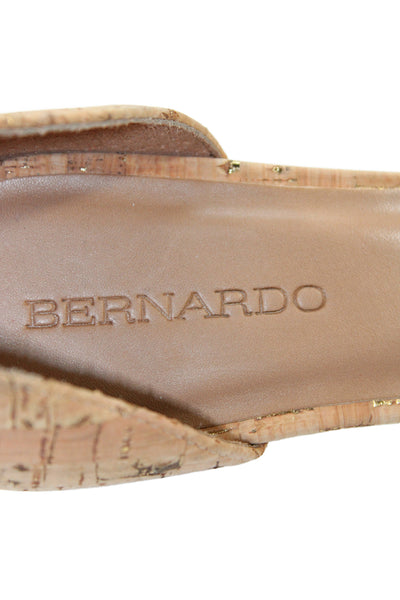Bernardo Womens Leather Ankle Strap Heeled Sandals Beige Size 7