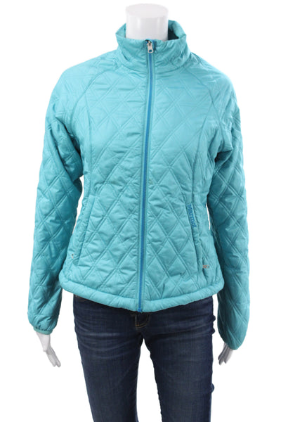 Marmot Womens Quilted Argyle Blue Zip Jacket Long Sleeve Synthetic Size S