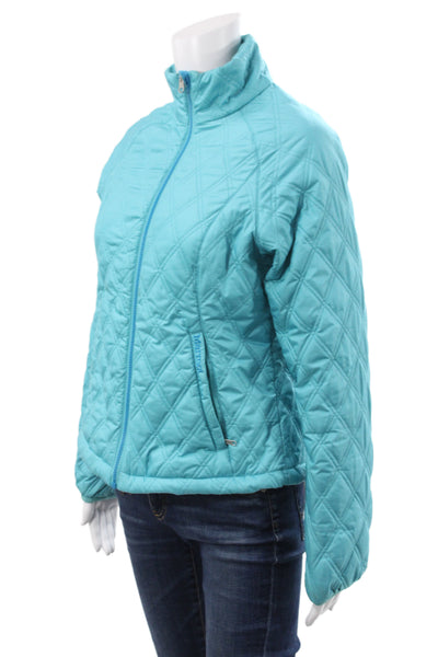 Marmot Womens Quilted Argyle Blue Zip Jacket Long Sleeve Synthetic Size S