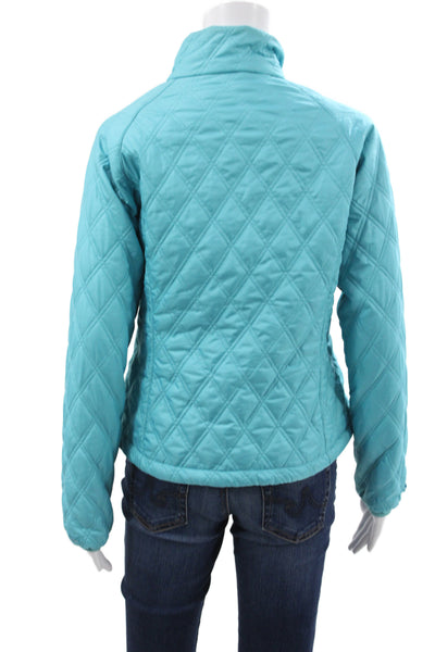 Marmot Womens Quilted Argyle Blue Zip Jacket Long Sleeve Synthetic Size S