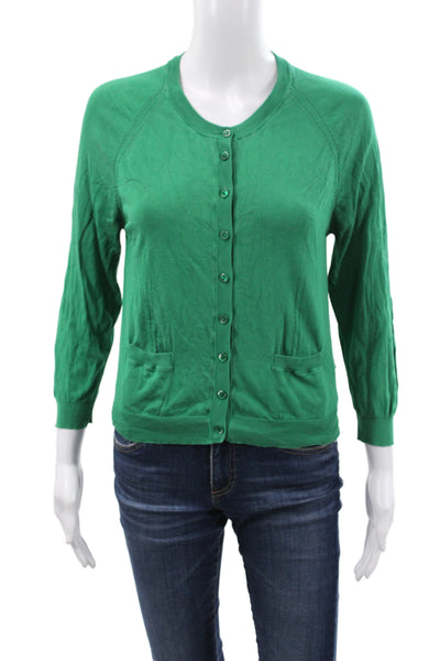 Dolce & Gabbana Women Cardigan Green Round Neck 100% Cotton Long Sleeve Size S
