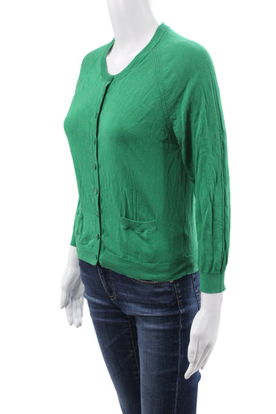 Dolce & Gabbana Women Cardigan Green Round Neck 100% Cotton Long Sleeve Size S
