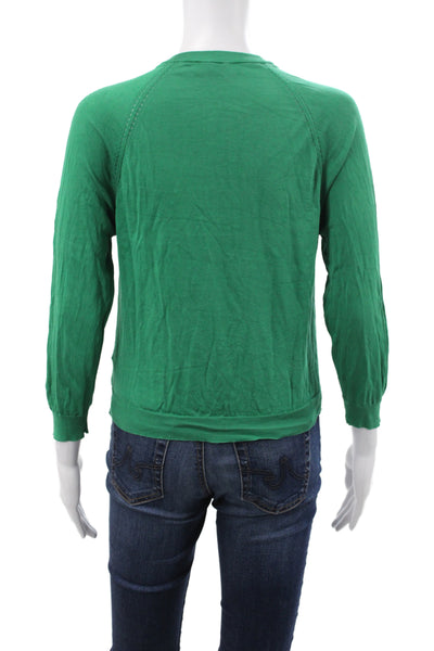 Dolce & Gabbana Women Cardigan Green Round Neck 100% Cotton Long Sleeve Size S