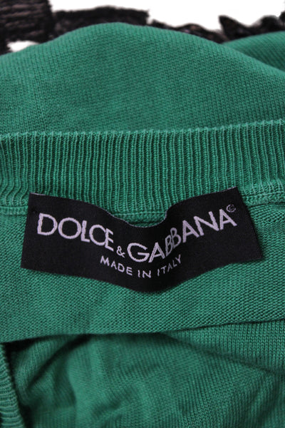 Dolce & Gabbana Women Cardigan Green Round Neck 100% Cotton Long Sleeve Size S