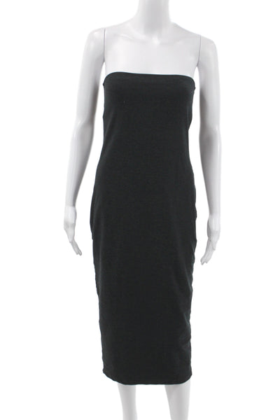Beyond Yoga Women Bodycon Mid-Calf Dress Black Off Shoulder Sleeveless Size S