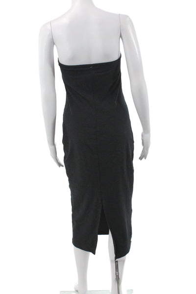 Beyond Yoga Women Bodycon Mid-Calf Dress Black Off Shoulder Sleeveless Size S
