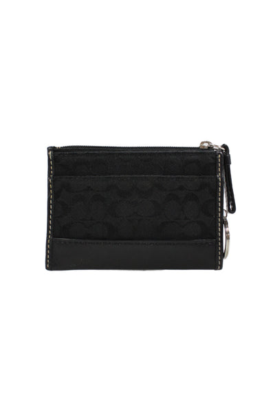 Coach Women's Zip Closure Monogram Coin Wallet Black