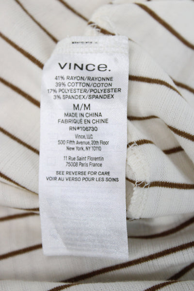Vince Women Basic Scoop Neck 3/4 Sleeve Ivory T-Shirt Size M