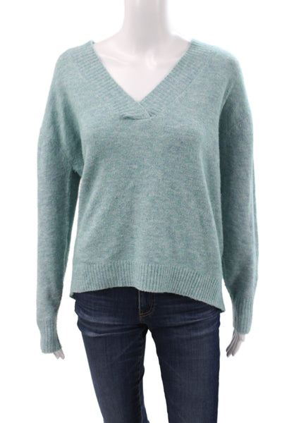 Hatch Womens V-Neck Pullover Sweater Green Acrylic Blend Size 1