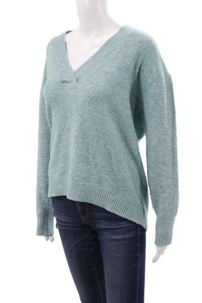 Hatch Womens V-Neck Pullover Sweater Green Acrylic Blend Size 1