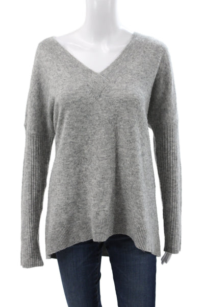 Hatch Womens V-Neck Pullover Sweater Gray Long Sleeve Size 3