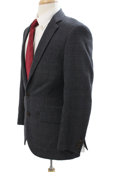 J Crew Mens Gray Plaid Wool Blazer Button Size 38