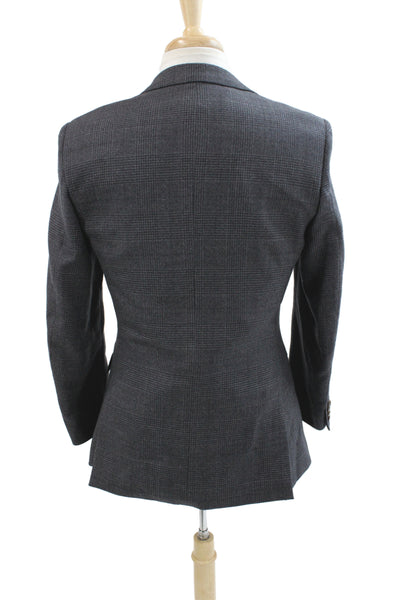 J Crew Mens Gray Plaid Wool Blazer Button Size 38