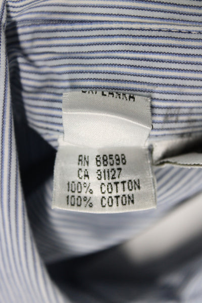 DKNY Women Basic Striped Button Up Collared Cotton Long Sleeve Petite Size 10P