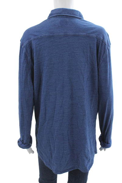 Faherty Unisex Blue Organic Cotton Collared Button-Up Long Sleeve Basic Size L