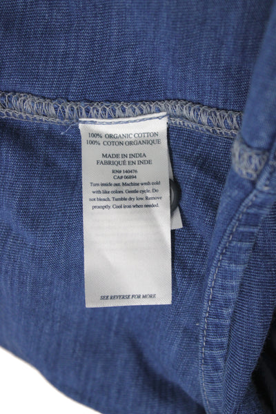 Faherty Unisex Blue Organic Cotton Collared Button-Up Long Sleeve Basic Size L