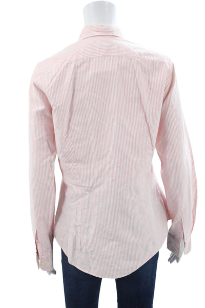 Ralph Lauren Blue Label Women Pink Striped Long Sleeve Button-Up Size 10