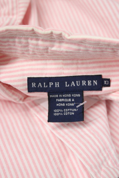 Ralph Lauren Blue Label Women Pink Striped Long Sleeve Button-Up Size 10