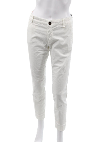 Masons Womens Chino Pants White Floral Button 96% Cotton Inseam 28 Size 40