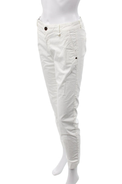 Masons Womens Chino Pants White Floral Button 96% Cotton Inseam 28 Size 40
