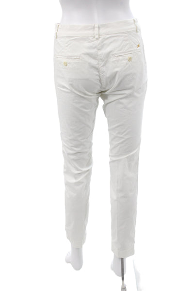 Masons Womens Chino Pants White Floral Button 96% Cotton Inseam 28 Size 40