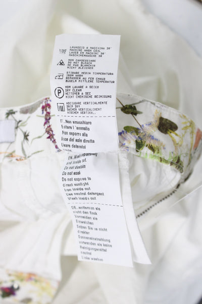 Masons Womens Chino Pants White Floral Button 96% Cotton Inseam 28 Size 40
