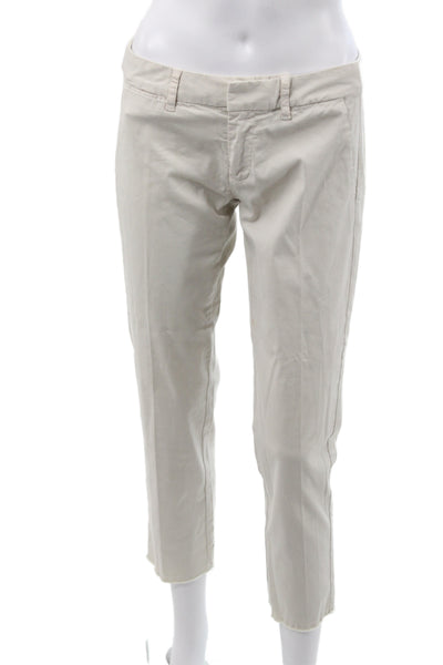 Nili Lotan Women Beige Ankle Pants Cotton Button Casual Inseam 26 Size 0