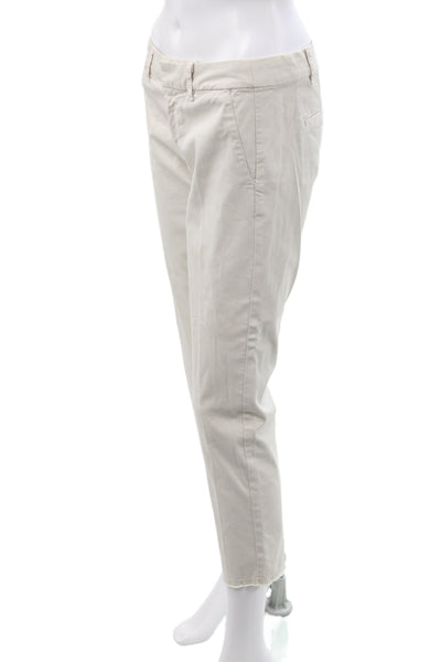 Nili Lotan Women Beige Ankle Pants Cotton Button Casual Inseam 26 Size 0