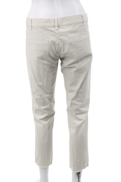 Nili Lotan Women Beige Ankle Pants Cotton Button Casual Inseam 26 Size 0