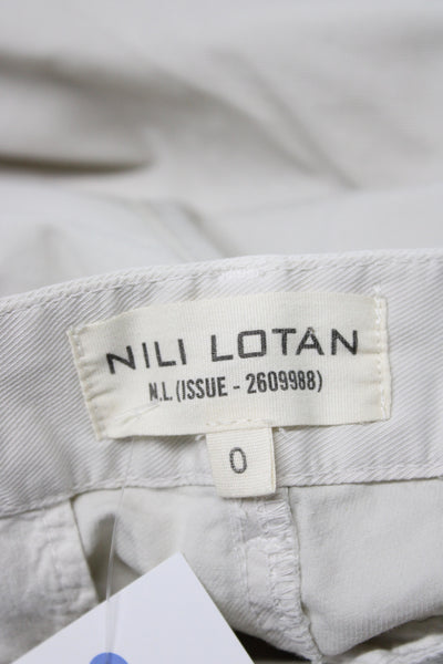 Nili Lotan Women Beige Ankle Pants Cotton Button Casual Inseam 26 Size 0