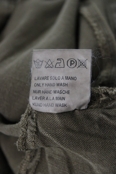 Transit Par Such Women Cropped Pants Brown 66% Linen Button Inseam 26 Size 1