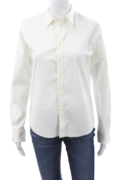 Ralph Lauren Sport Women White Collared Button-Up Long Sleeve Cotton Size 8