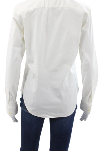 Ralph Lauren Sport Women White Collared Button-Up Long Sleeve Cotton Size 8