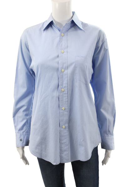 Ralph Ralph Lauren Womens Blue Collared Button-Up Cotton Long Sleeve Size 2