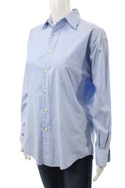 Ralph Ralph Lauren Womens Blue Collared Button-Up Cotton Long Sleeve Size 2