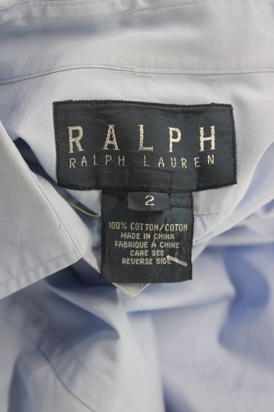 Ralph Ralph Lauren Womens Blue Collared Button-Up Cotton Long Sleeve Size 2