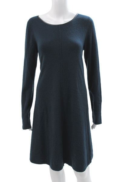Repeat Womens Sweater Dress Blue Wool Long Sleeve Round Neck Size 40