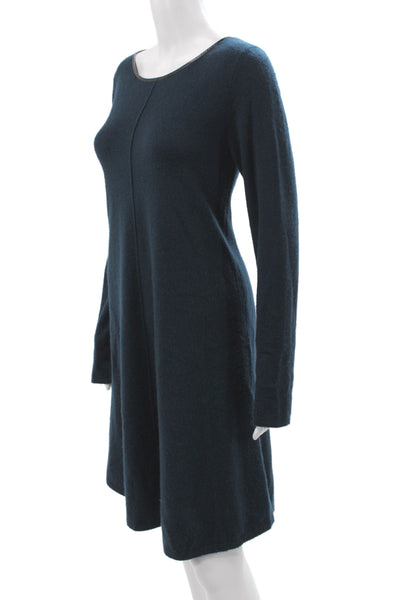 Repeat Womens Sweater Dress Blue Wool Long Sleeve Round Neck Size 40
